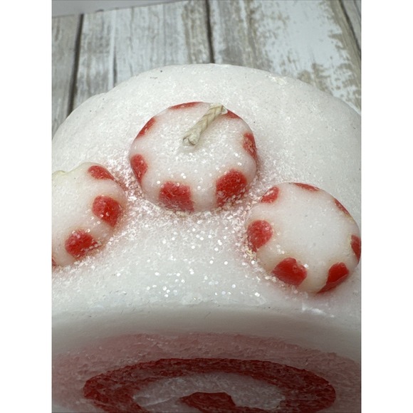 2Threshold Candle Figural Christmas Peppermint Candy Rolls Winter Glitter Dusted - Picture 10 of 12